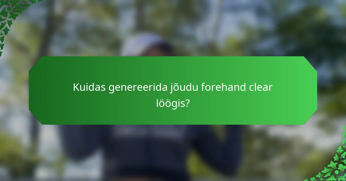 Kuidas genereerida jõudu forehand clear löögis?