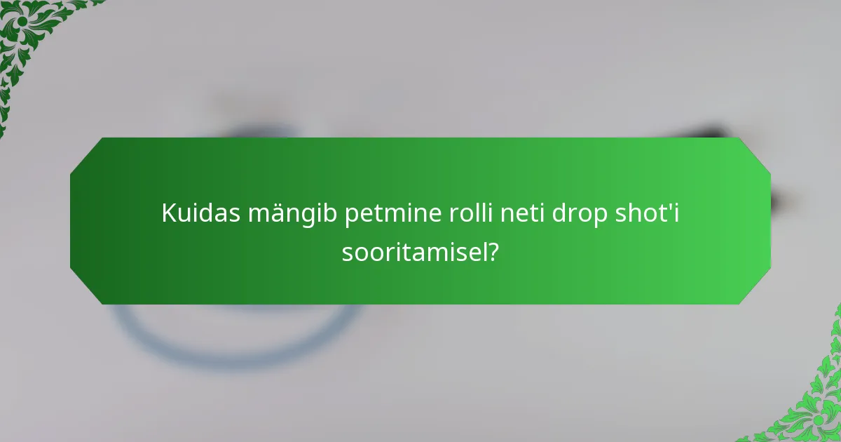 Kuidas mängib petmine rolli neti drop shot'i sooritamisel?