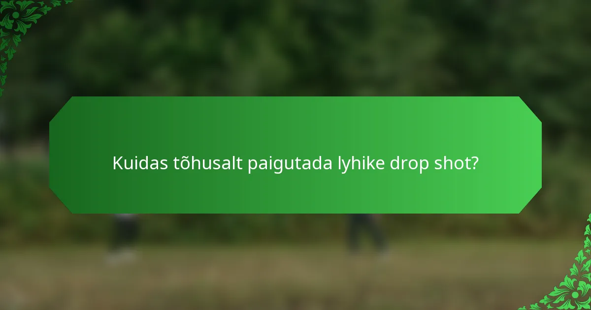 Kuidas tõhusalt paigutada lyhike drop shot?