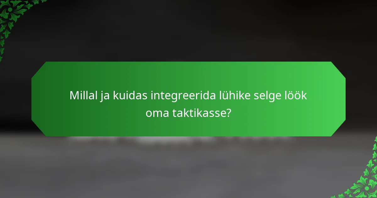 Millal ja kuidas integreerida lühike selge löök oma taktikasse?