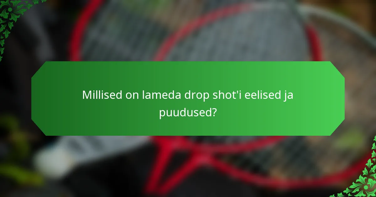 Millised on lameda drop shot'i eelised ja puudused?