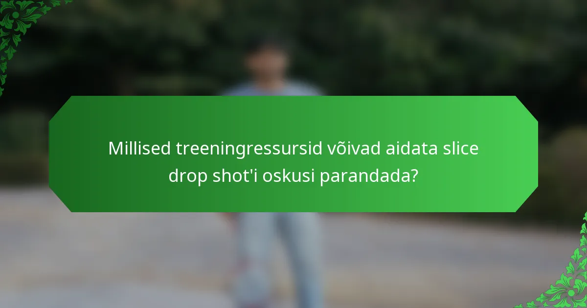 Millised treeningressursid võivad aidata slice drop shot'i oskusi parandada?